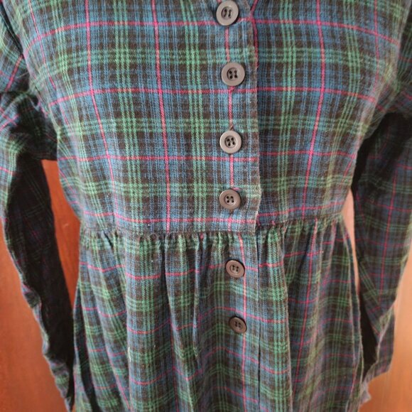 Vintage Woolrich Womens Plaid Maxi Dress With Button Front & Long Sleeves - Picture 2 of 5